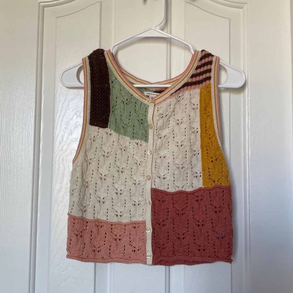 AE Multicolored Knit Cropped Tank
